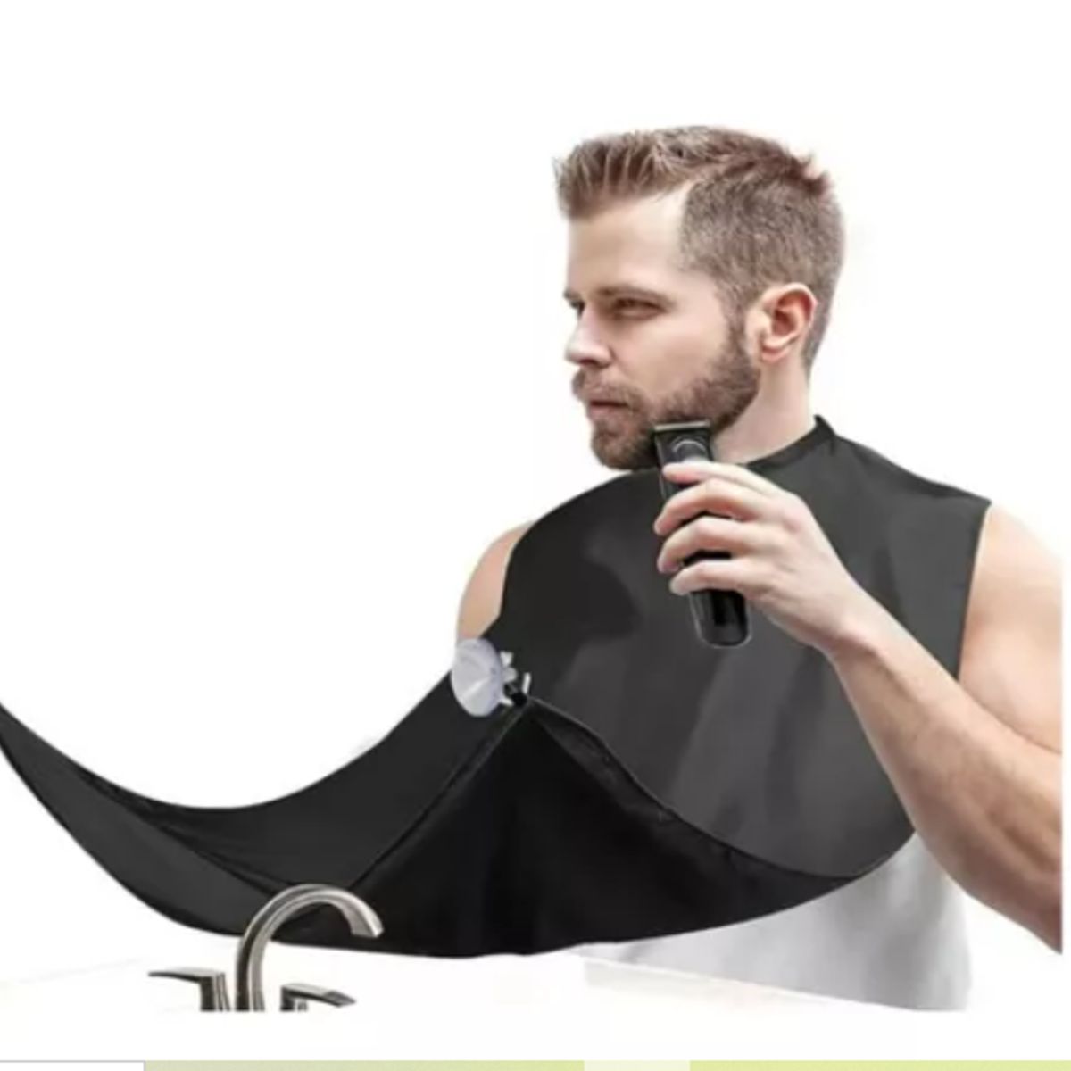 GENERICO - Capa Delantal Para Corte De Barba Afeitado Afeitar Negro Liso