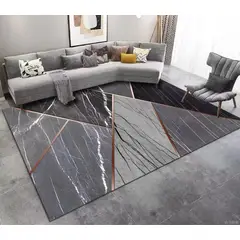 GENERICO - ALFOMBRA ANTIDESLIZANTE CON DISEÑO GRIS MARMOL 200X240CM