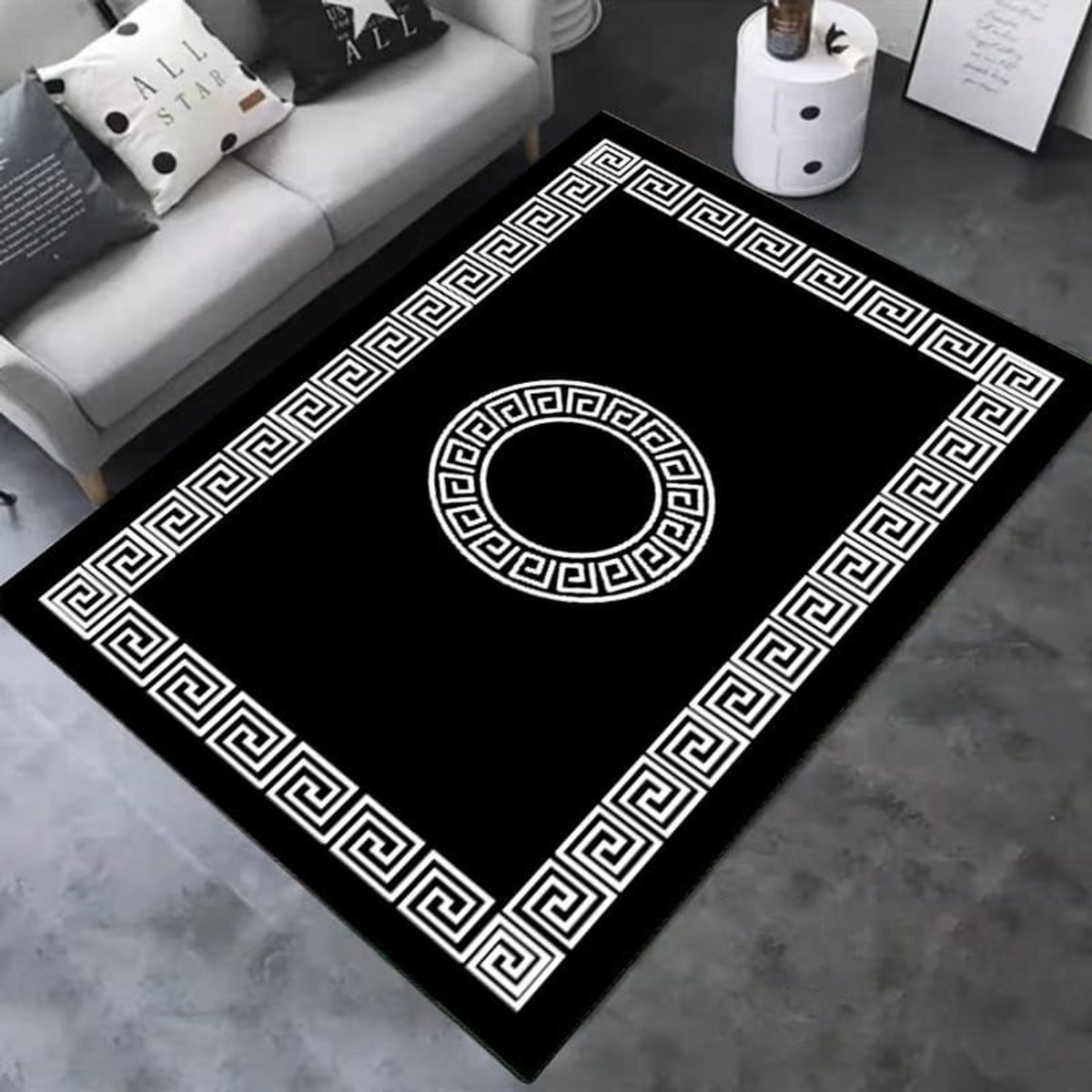 GENERICO - ALFOMBRA ANTIDESLIZANTE CON DISEÑO NEGRO CUADRO BLANCO 200X240CM
