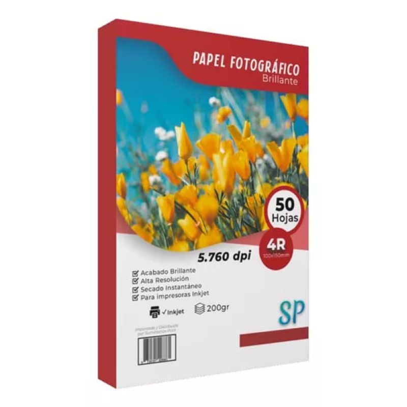 GENERICO - Papel Fotográfico Glossy 200 g 4R 10 X 15 X 50 Hojas