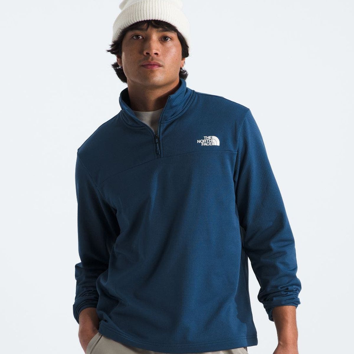 THE NORTH FACE - Polar Hombre Cedar Trail Grid Fleece 1/4 Zip Azul