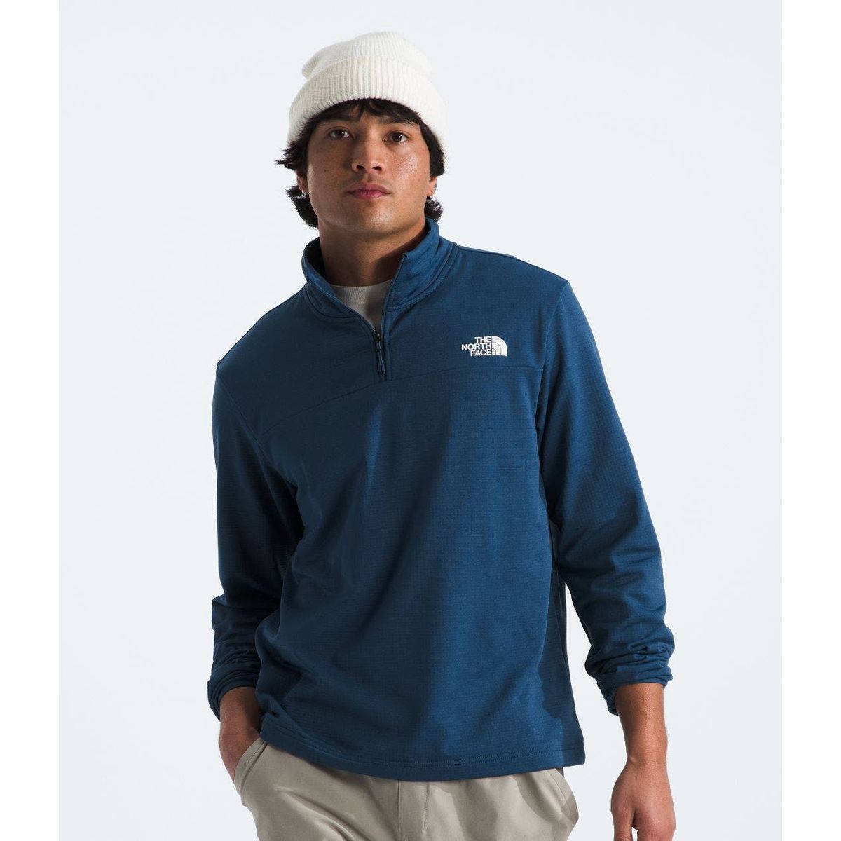 THE NORTH FACE - Polar Hombre Cedar Trail Grid Fleece 1/4 Zip Azul