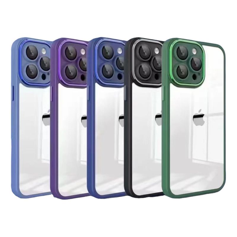 GENERICO - Carcasa Transparente Para iPhone 15 + Lamina Vidrio - Verde - Verde