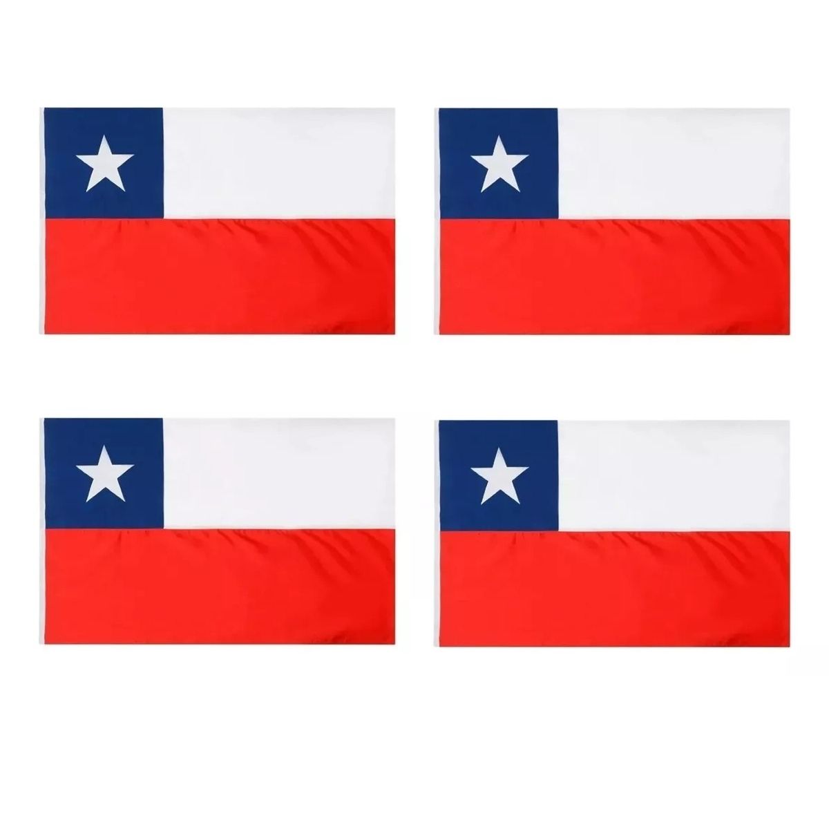 GENERICO - Pack 4 Banderas De Chile Bandera Chile Chilena 145 X 90 Tela