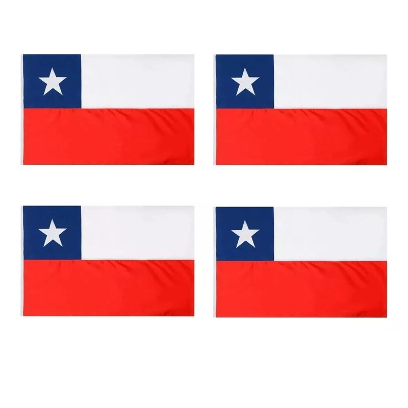 GENERICO - Pack 4 Banderas De Chile Bandera Chile Chilena 145 X 90 Tela