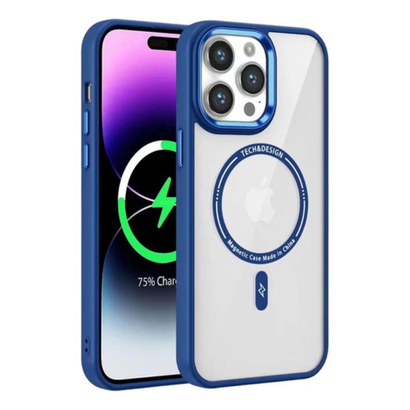 GENERICO - Carcasa Magnetica Tpu Negra Para iPhone 15 - Negro - Azul oscuro