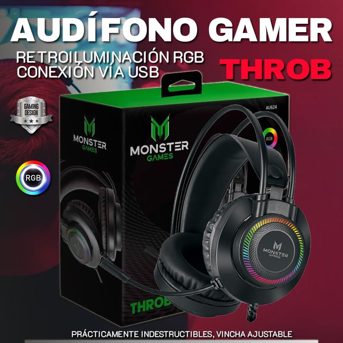 MONSTER - Audífonos Gamer Throb Monster Games Over-ear MONSTER