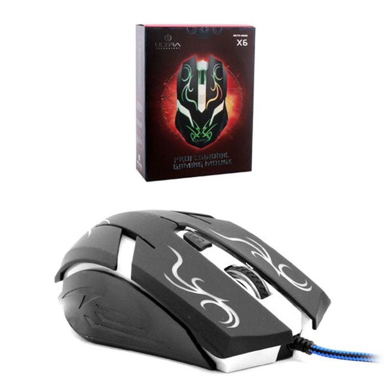 ULTRA - Mouse Alámbrico Ultra x6 Retro Gaming 6 Botones Dpi 2400 ULTRA