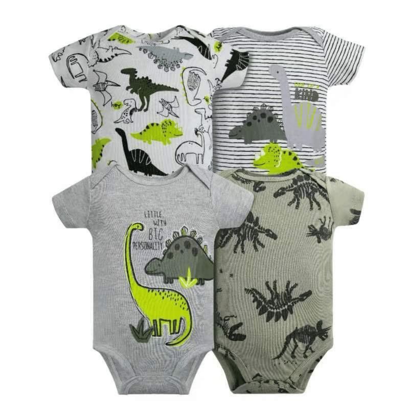 TEDMIMAK - Pack 4 Bodys Niño Manga Corta Tedmimak 100% Dinosaurios Animados