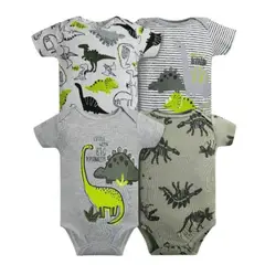 TEDMIMAK - Pack 4 Bodys Niño Manga Corta 100% Dinosaurios Animados