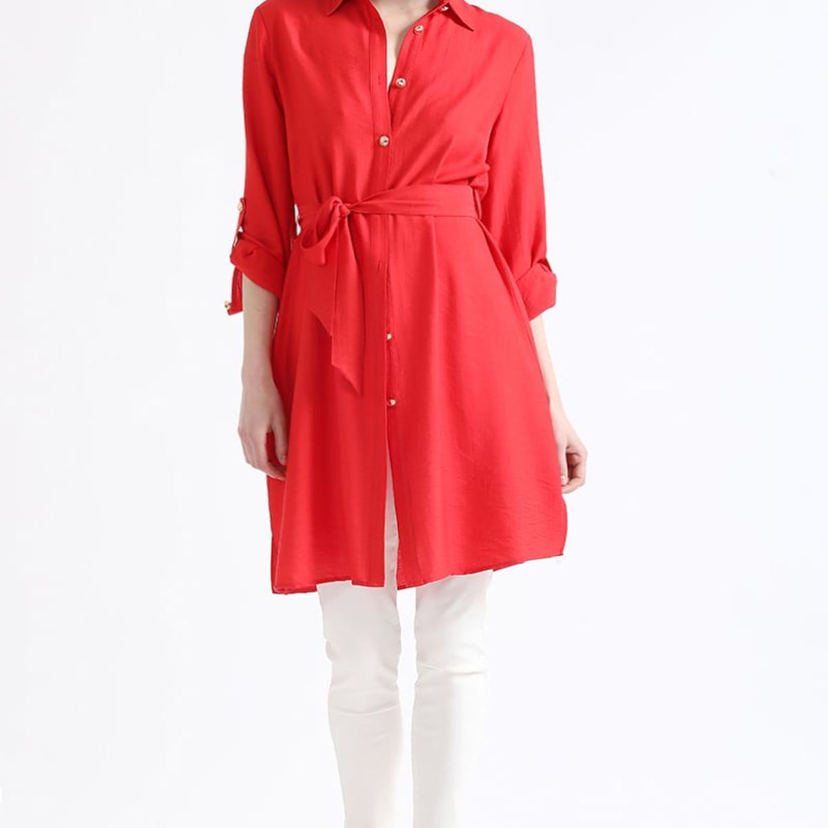 LIOLA - Camisa Larga Con Aplicación, Rojo Liola