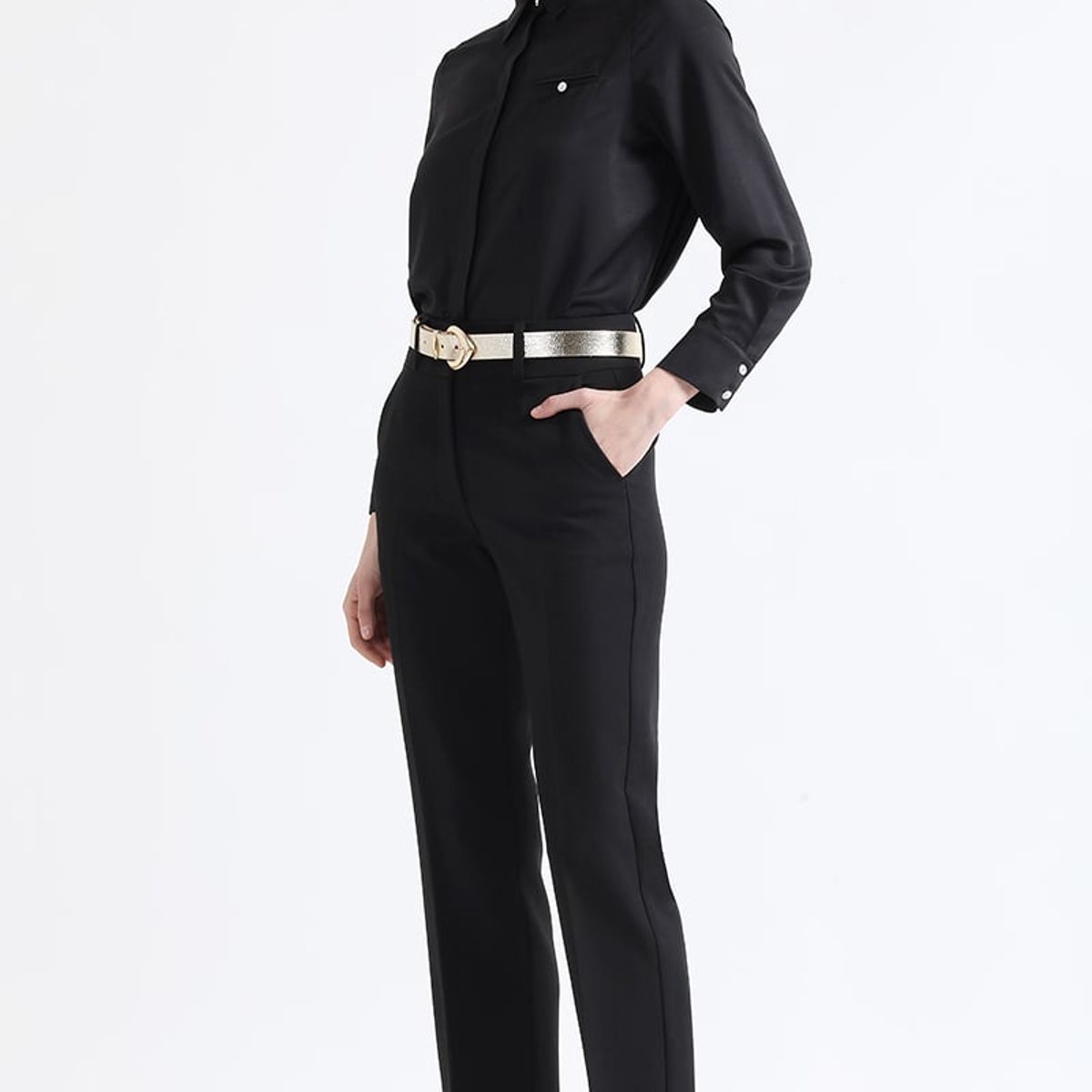 LIOLA - Camisa Boton Joya, Negro Liola