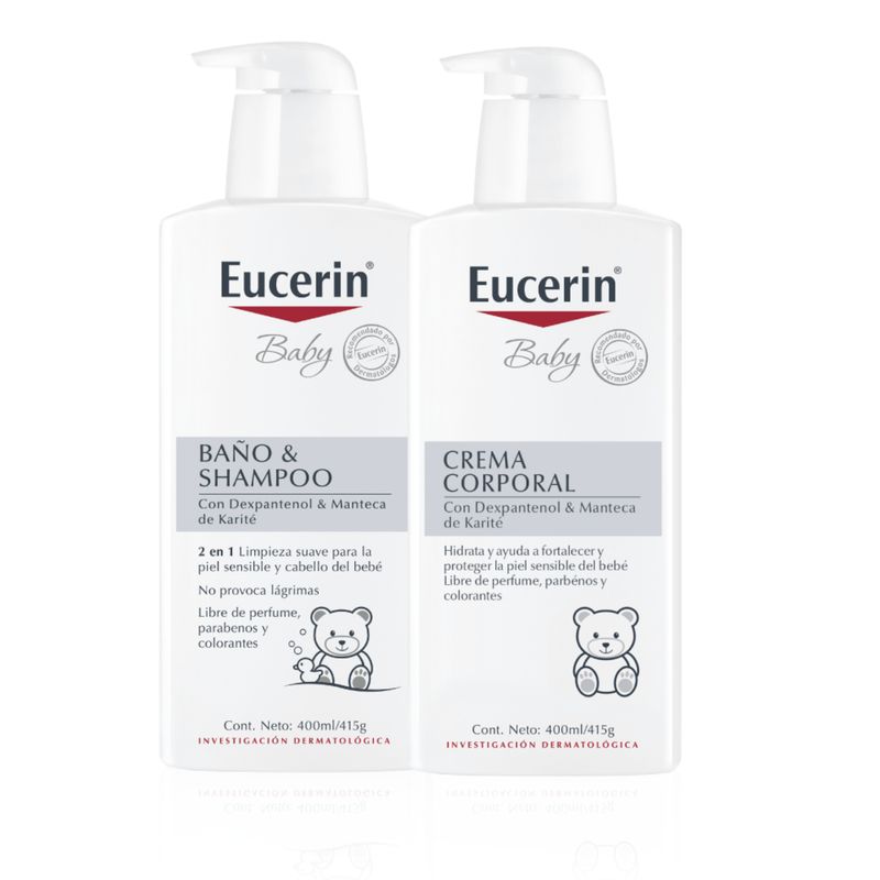 EUCERIN - EUCERIN Pack Rutina Baby Baño & Shampoo 400ml + Crema 400ml