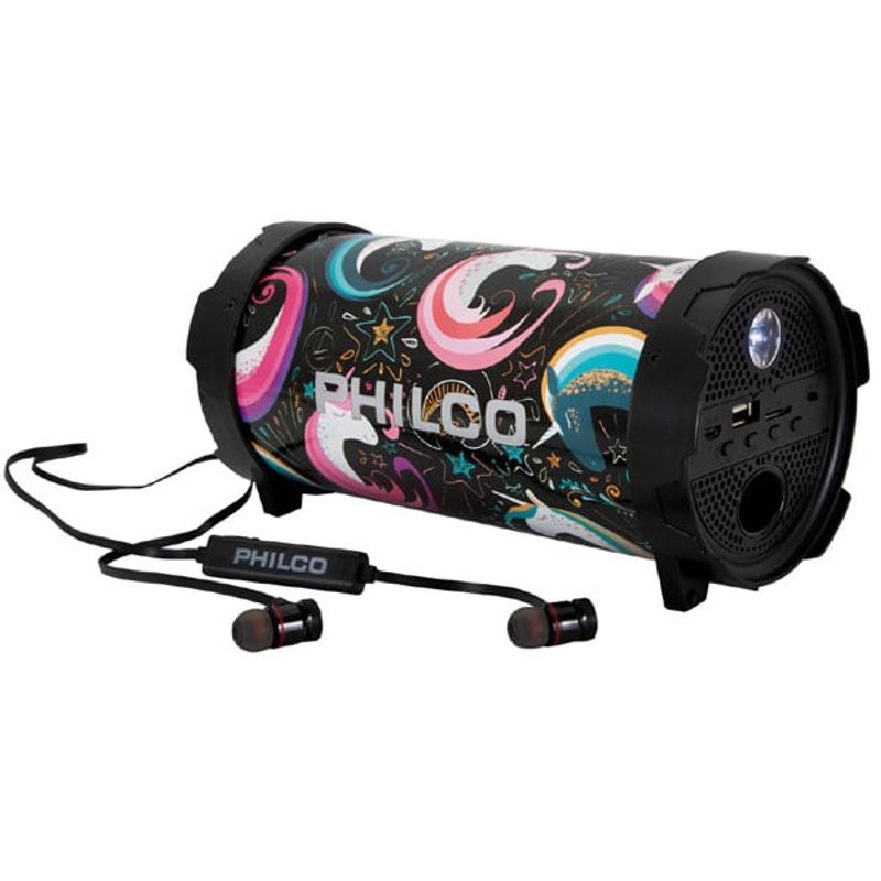PHILCO - Bazooka Bluetooth Philco Con Audífonos Px56 10W FM Linterna Led