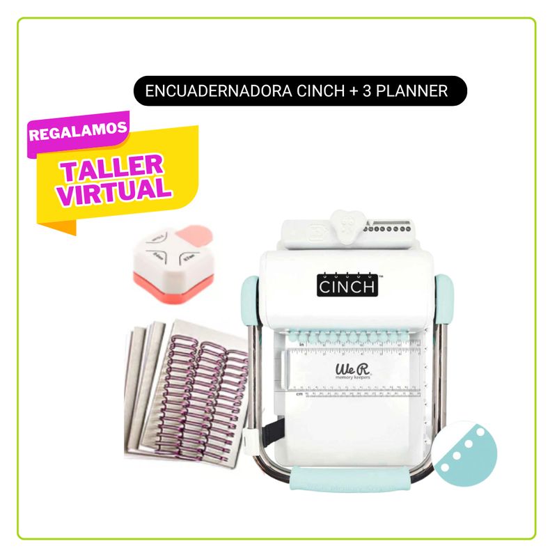AMERICAN CRAFTS - Cinch Verde + 3 planners+ 3 ANILLOS + perforadora de esquina
