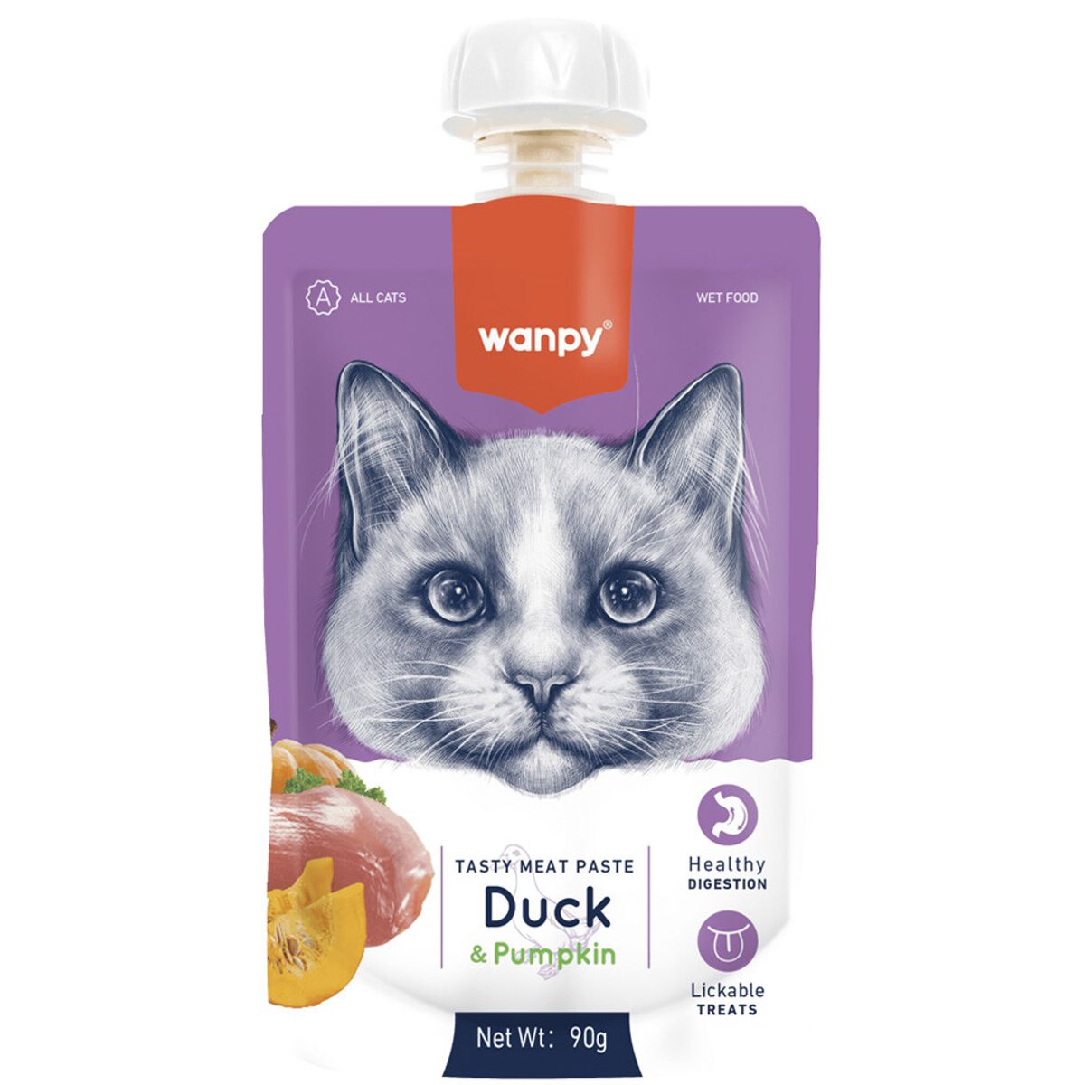 WANT - Snack Wanpy Cat Tasty Meat Duck Pasta Cremosa De Pato 90Gr
