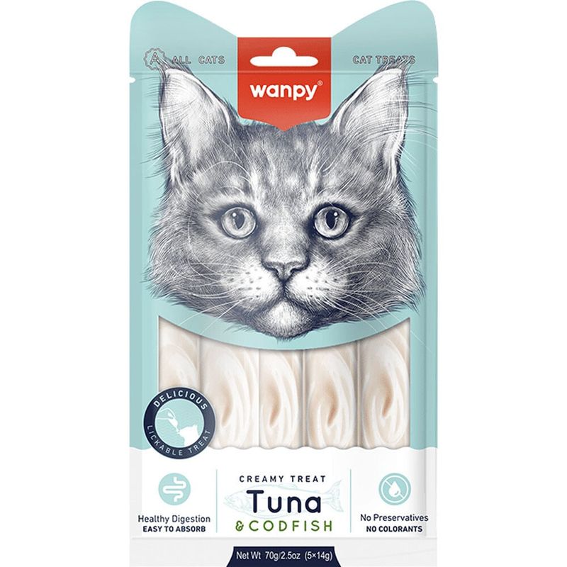 WANT - Wanpy Cat Snack Creamy Tuna & Codfish Atún & Bacalao 70Gr