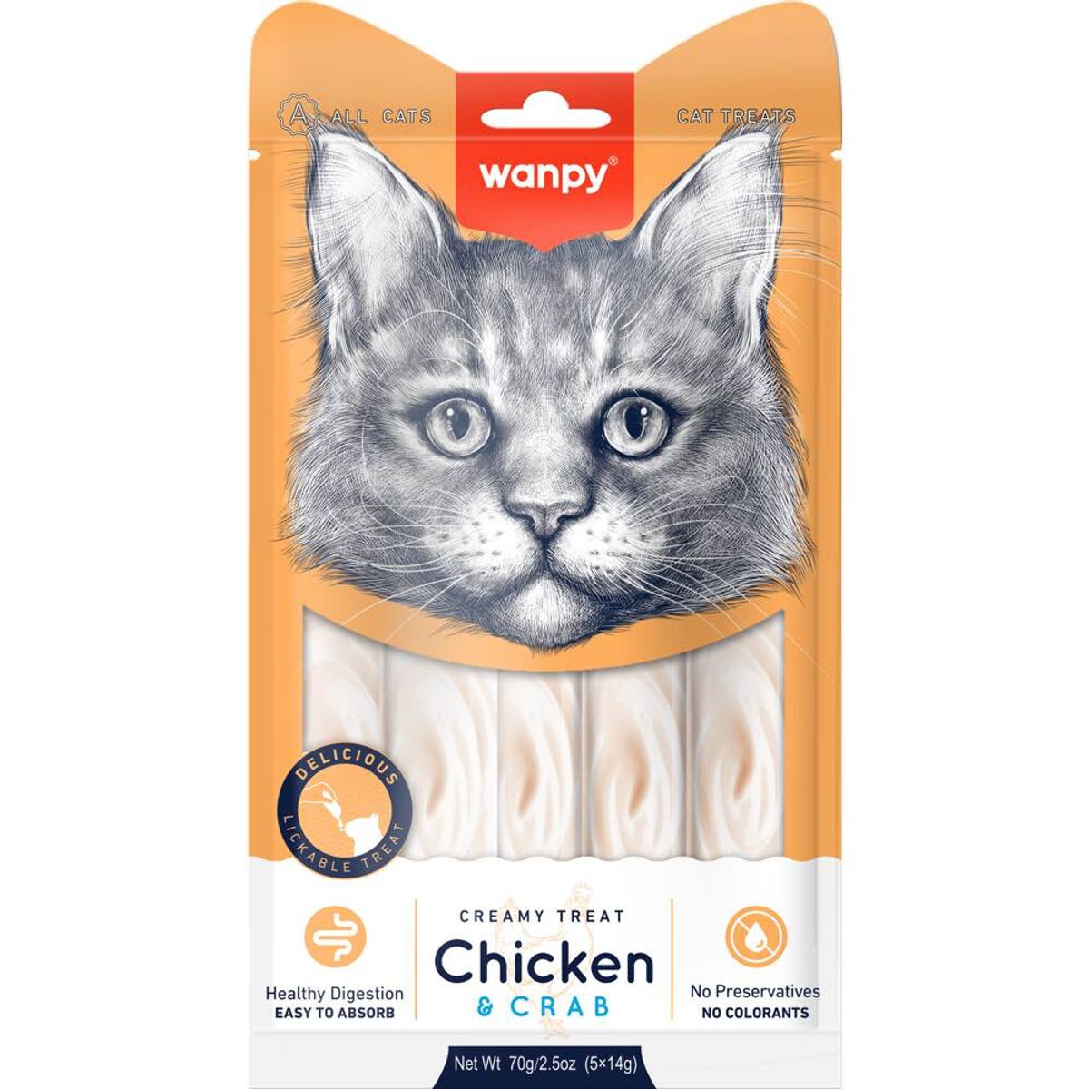 WANT - Snack Wanpy Cat Creamy Chicken & Crab Pollo Cangrejo 70Gr