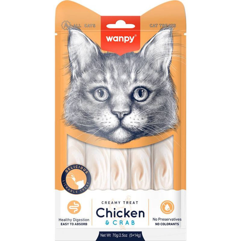 WANT - Wanpy Cat Snack Creamy Chicken & Crab Pollo Cangrejo 70Gr