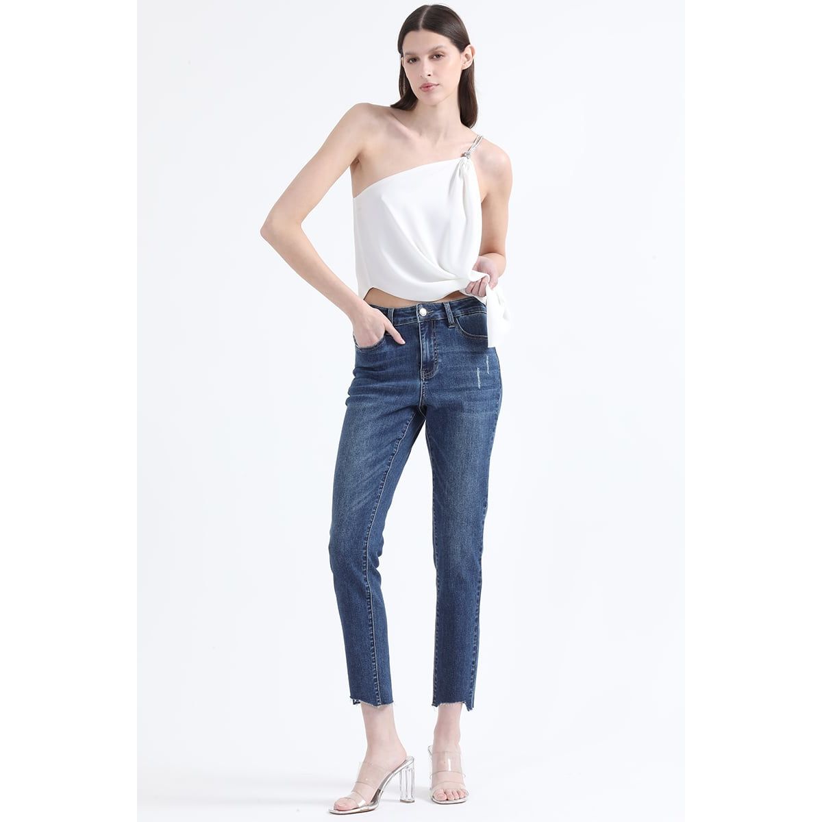 LIOLA - Jeans Skinny Fit, Tiro Medio, Azul Liola
