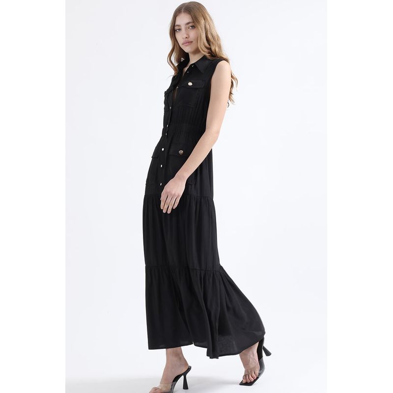 LIOLA - Vestido Maxi Cargo, Negro Liola