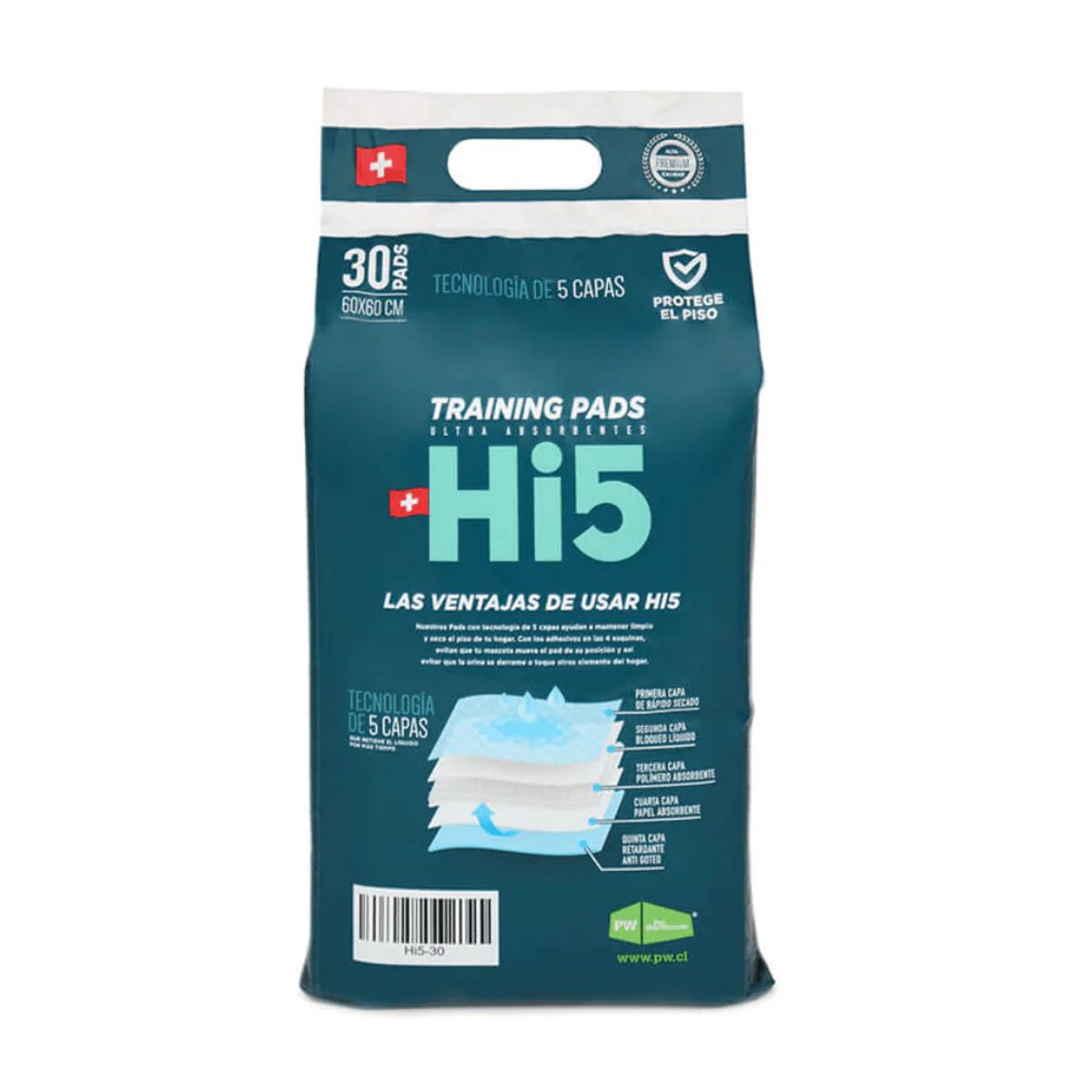 HI5 - Sabanillas Hi5 60x60 Con Carbon Activado Para Perro 30 Und