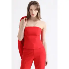 LIOLA - Top Strapless Barbas, Rojo