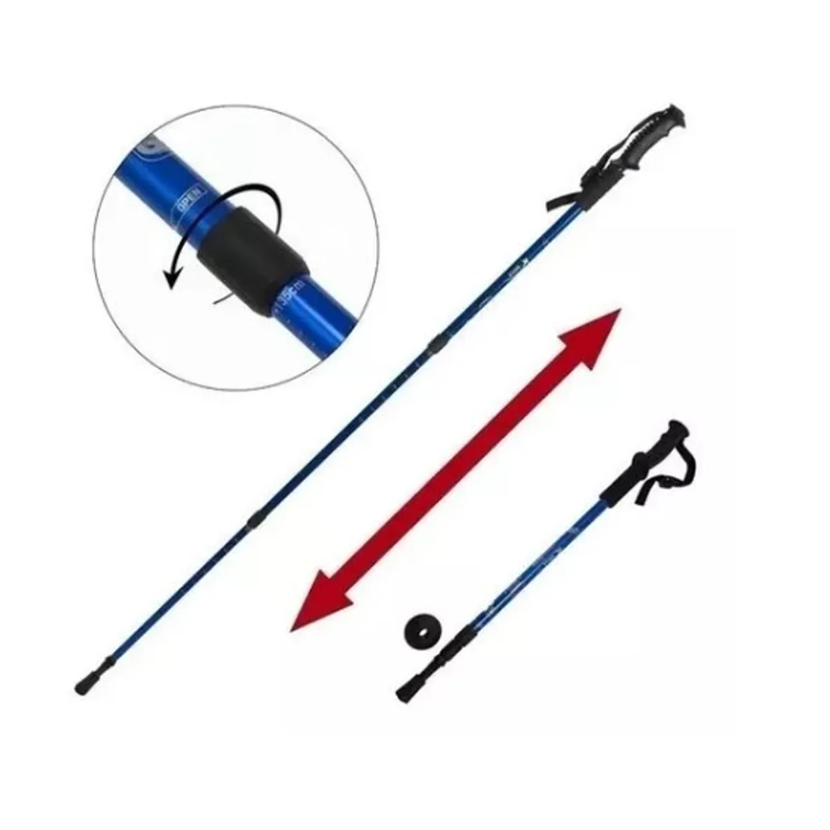 OFERTABKN - Bastón Trekking, 3 Tramos Mango Recto Antishock