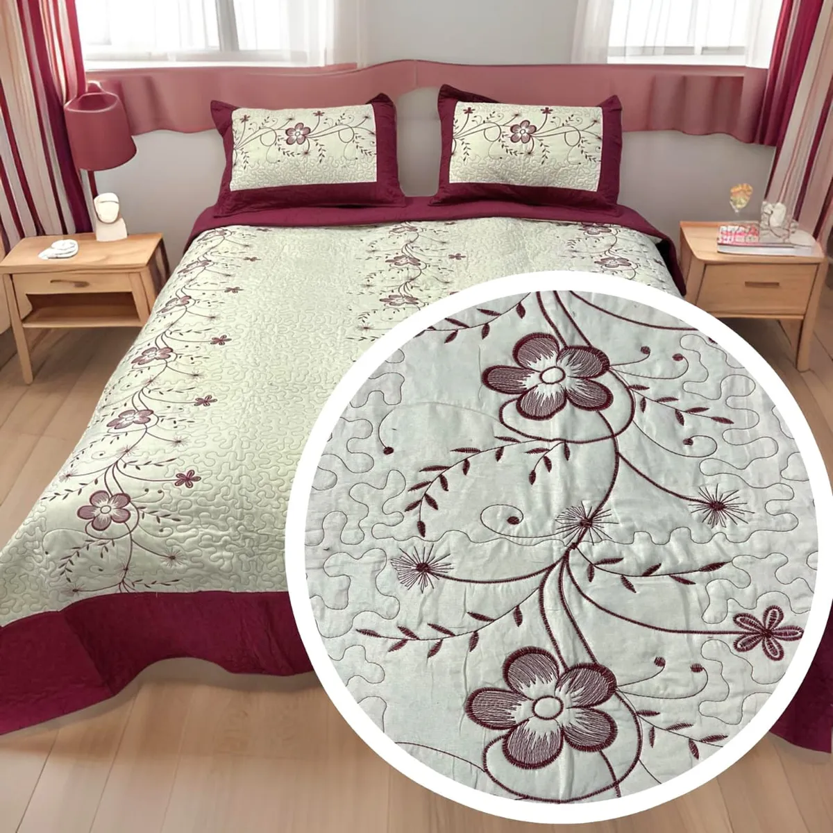 ANGELES DEL HOGAR - CUBRECAMA BORDADO DE VERANO 2 PLAZA  DISEÑO