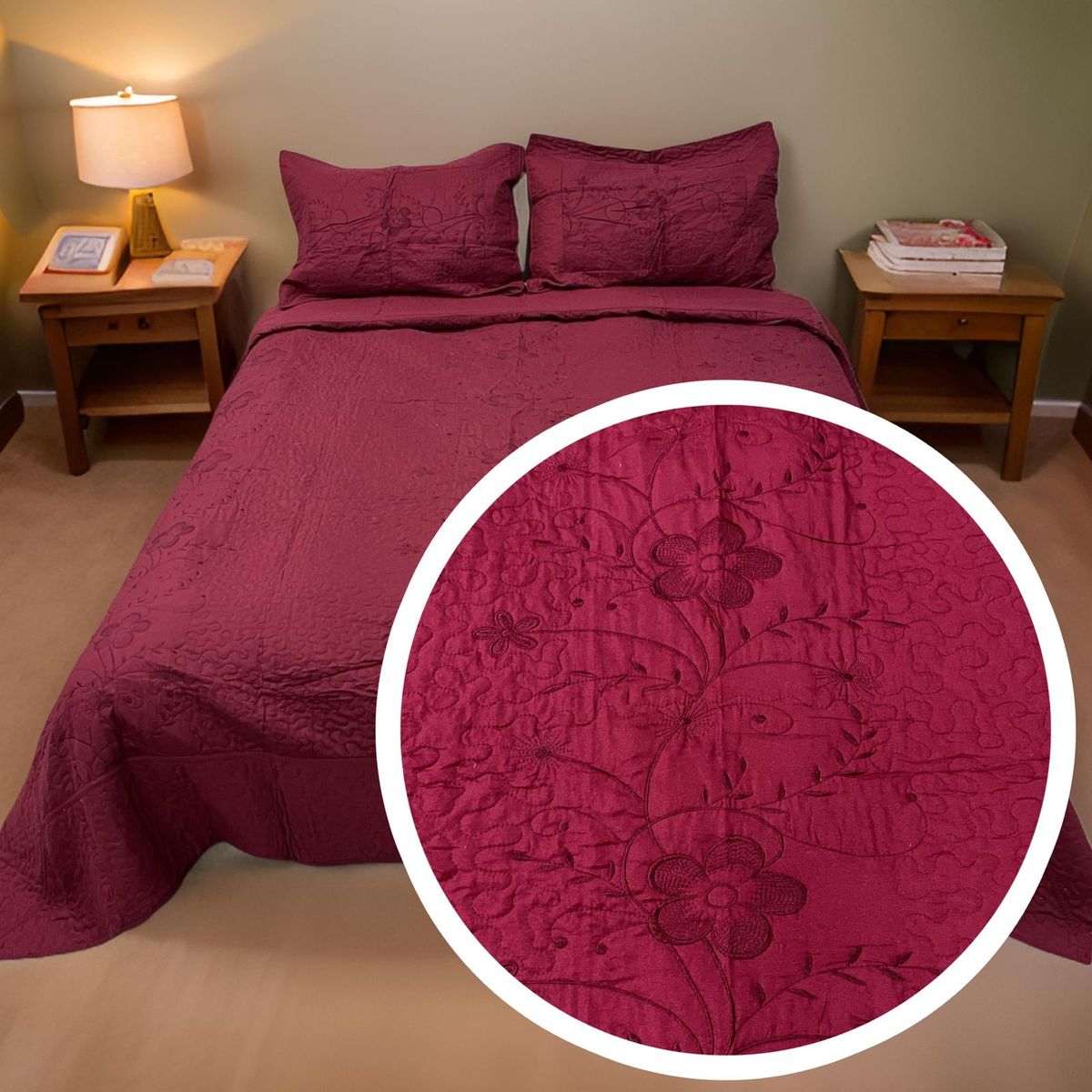 ANGELES DEL HOGAR - CUBRECAMA BORDADO DE VERANO 2 PLAZA  DISEÑO