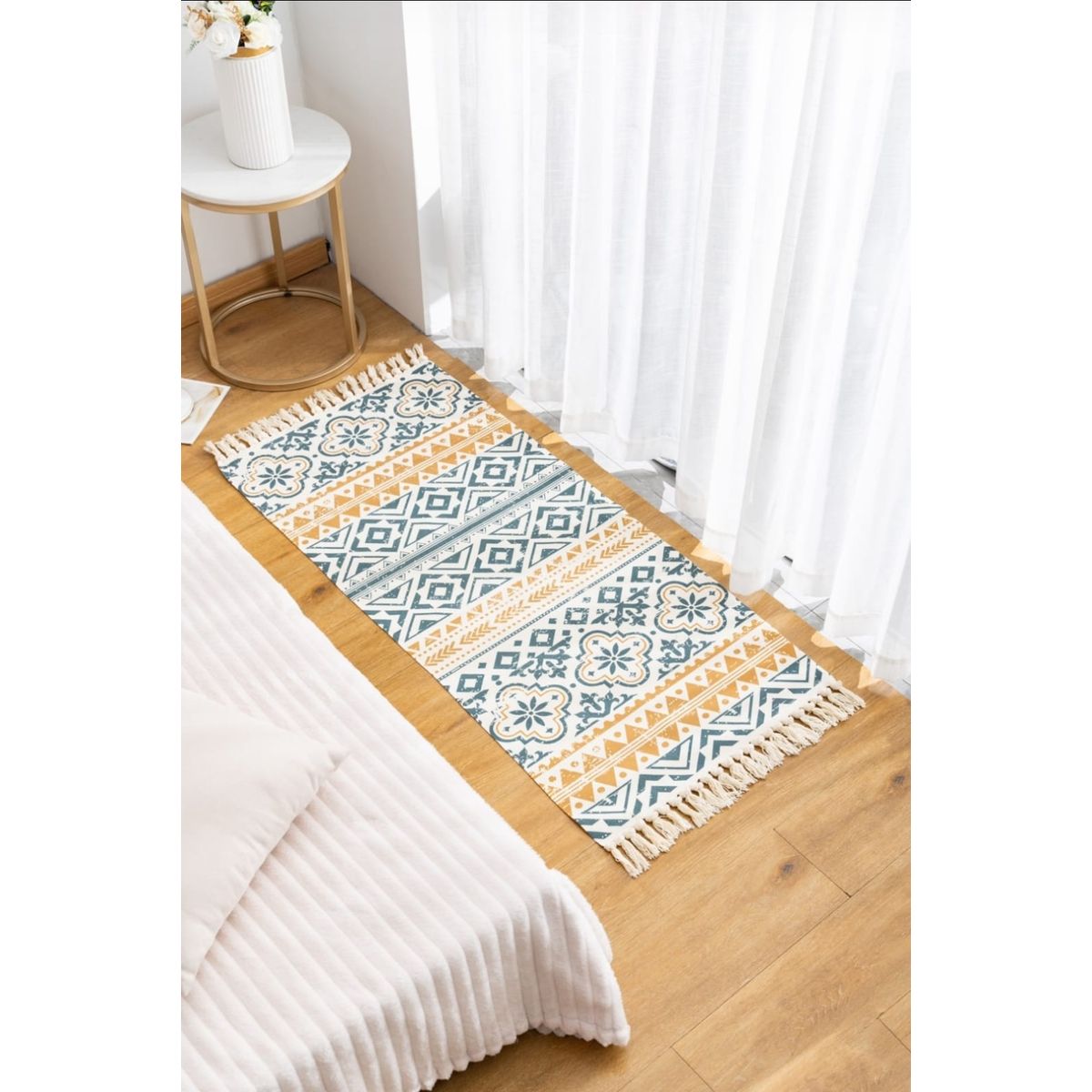 GENERICO - Alfombra de Lino Bajada de Cama 60cm x 130 cm