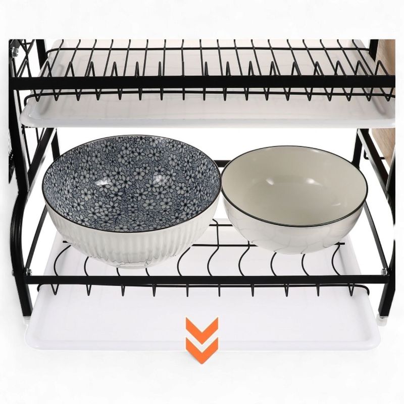 GENERICO - Escurridor Secador De Loza 2 Niveles Negro Platos Cocina