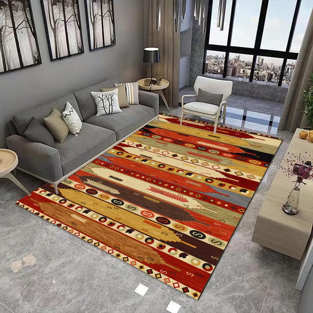 GENERICO - ALFOMBRA ANTIDESLIZANTE 180X200cm DISEÑO INDIO TF