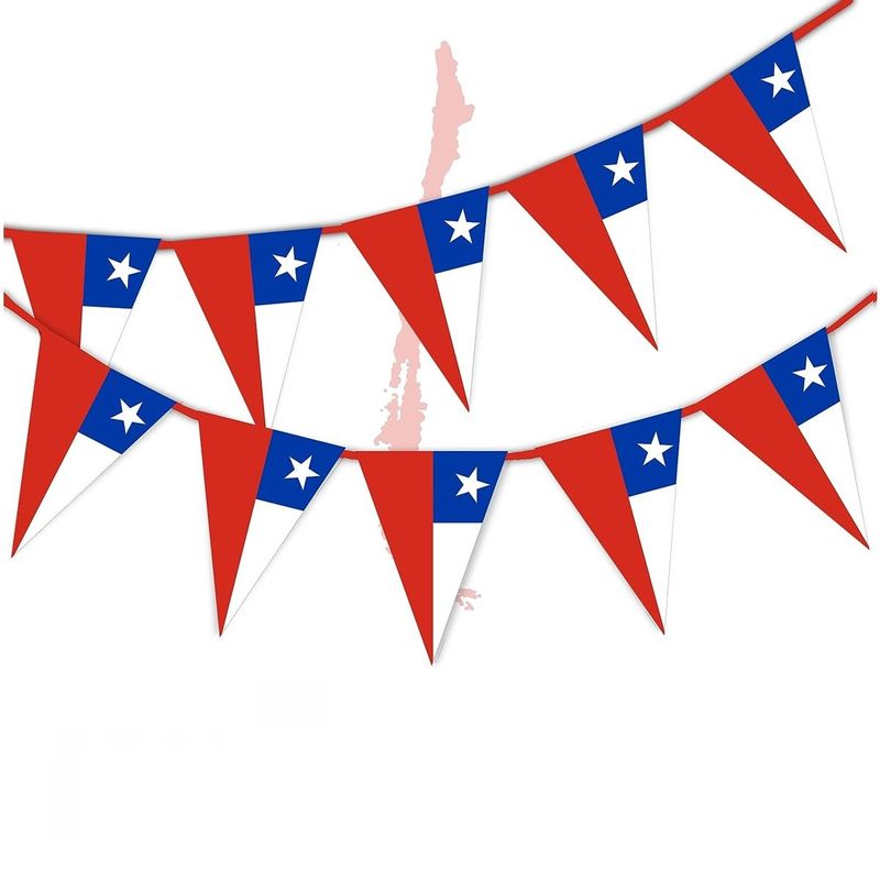 GENERICO - Pack X10 Banderines Guirnaldas Fiestas Patrias Chilenas 5m
