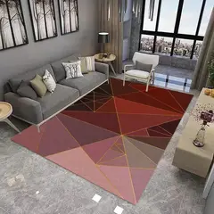 GENERICO - ALFOMBRA ANTIDESLIZANTE 180X200cm DISEÑO BURDEO LINEA DORADA TF