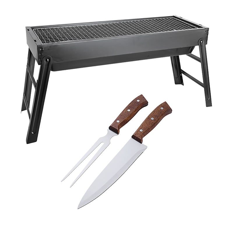 ARTHOME - SET PARRILLA BBQ PORTATIL PARA CARBON + 2 PIEZAS ARTHOME AH18