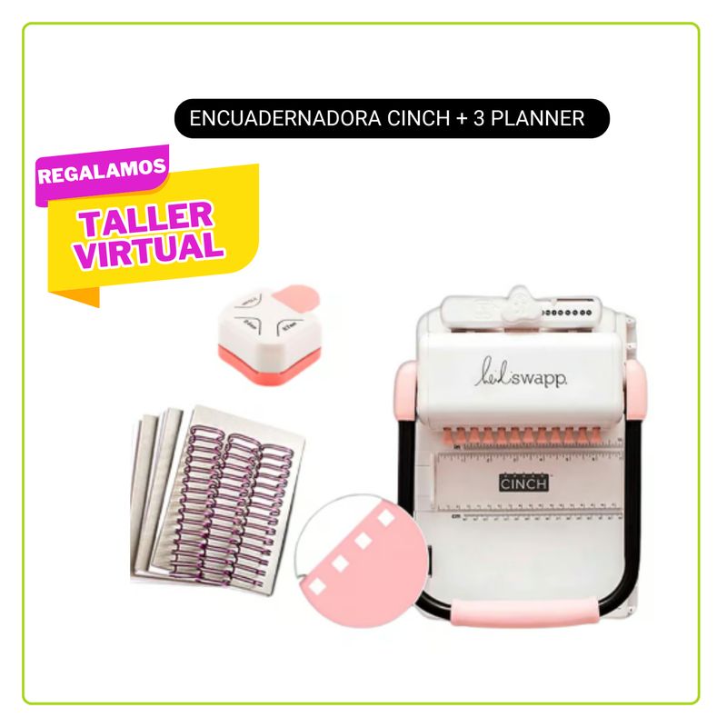 AMERICAN CRAFTS - Cinch rosada + 3 planners + perforadora de esquinas