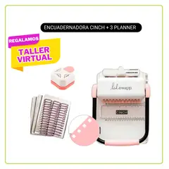 AMERICAN CRAFTS - Cinch rosada + 3 planners + perforadora de esquinas