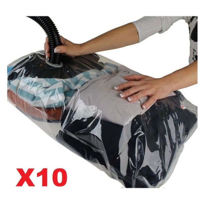 GENERICO - Pack 10 Bolsa Al Vacio Para Comprimir Ropa Ahorra Espacio