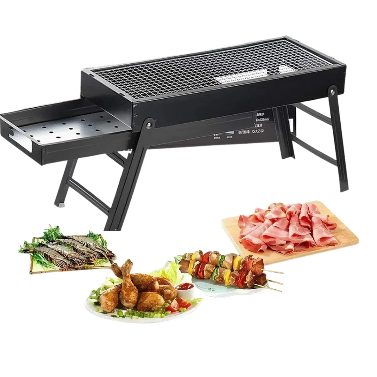 LINE - Parrilla a Carbón Plegable Barbacoa BBQ Asados Portátil