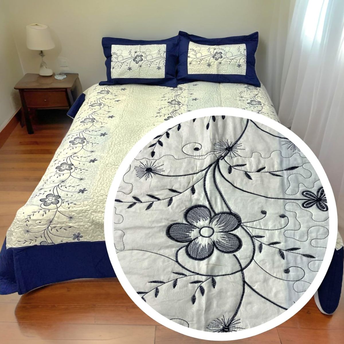 ANGELES DEL HOGAR - CUBRECAMA BORDADO DE VERANO KING