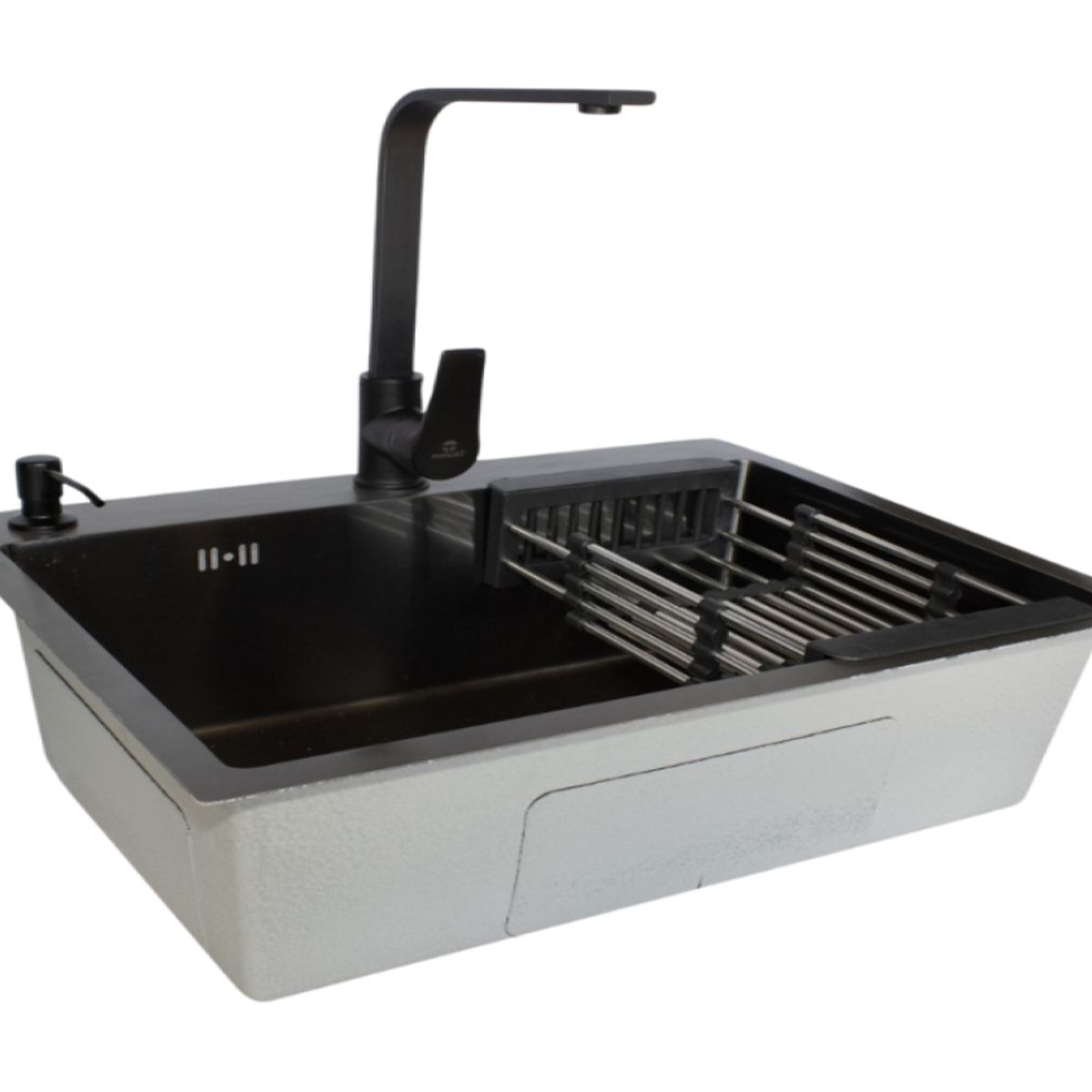 MODERN SPACE - Lavaplatos 75x45 Cm Negro 2mm + Monomando Notte + Accesorios