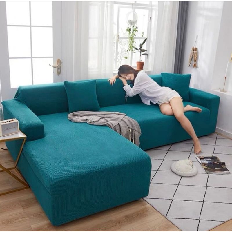 ANGELES DEL HOGAR - Cubre Sillón  Forma de L  Texturizado  Turquesa