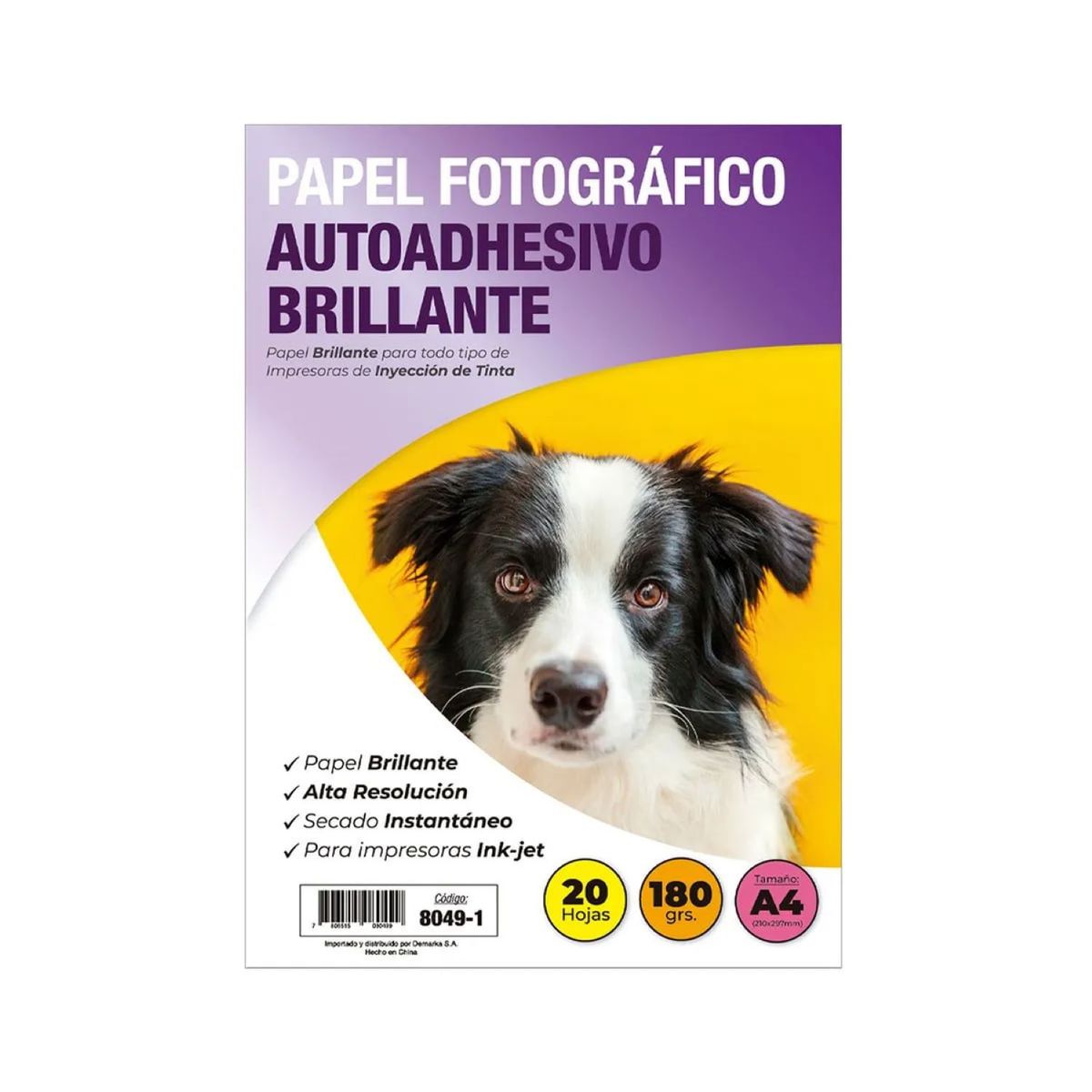 ADETEC - Papel Fotográfico Adhesivo Glossy A4 180 g X 20 Hojas