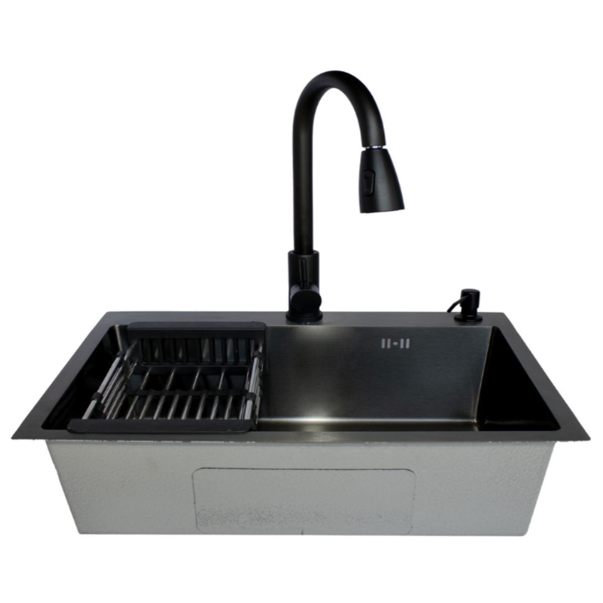 MODERN SPACE - Lavaplatos 75x45 Cm Negro 2mm + Llave Extraíble + Accesorios