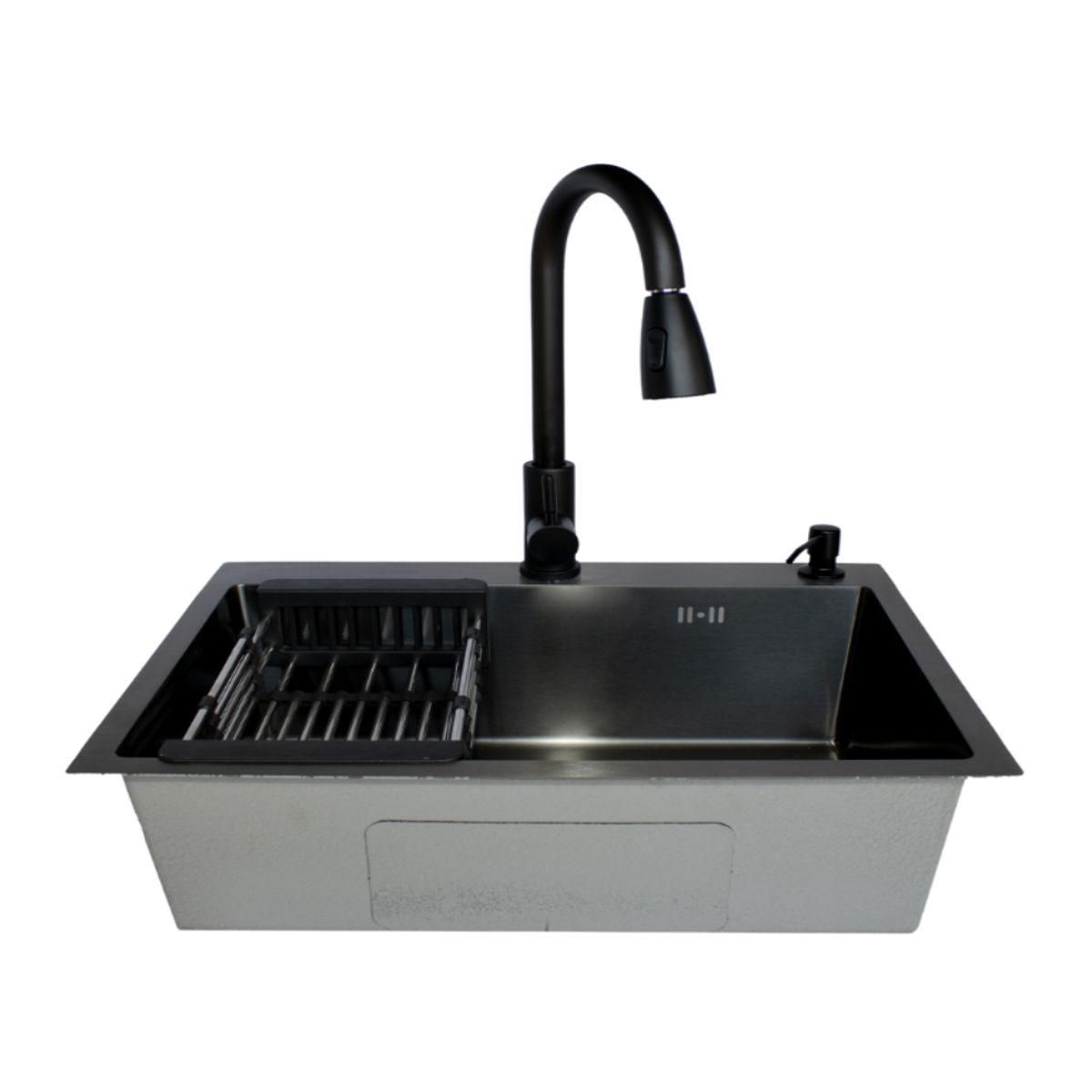 MODERN SPACE - Lavaplatos 75x45 Cm Negro 2mm + Llave Extraíble + Accesorios