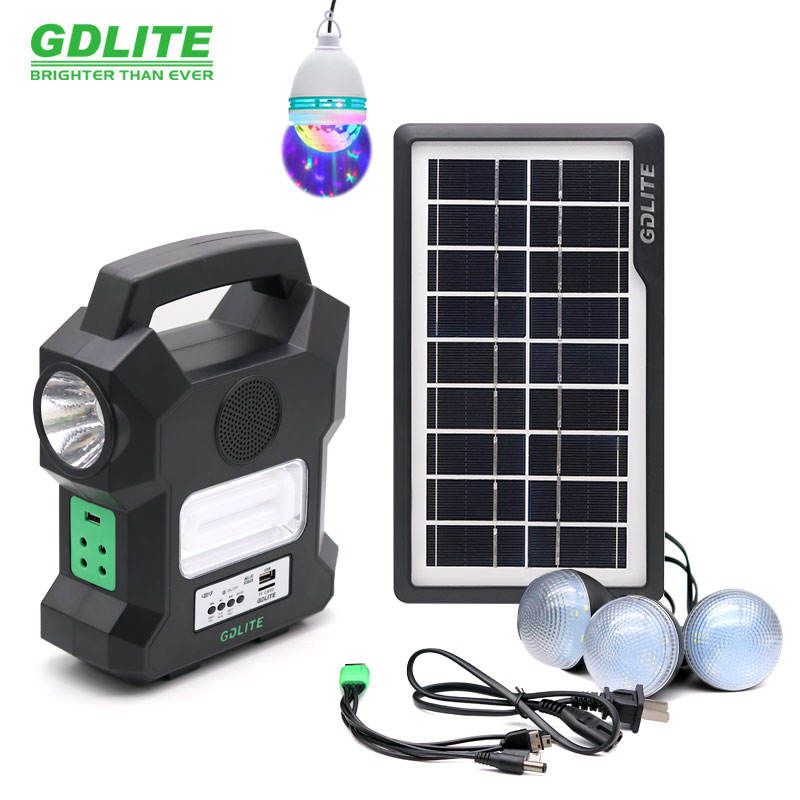 GENERICO - Kit Solar Emergencia Linterna+ampolletas+panel Solar+radio+usb