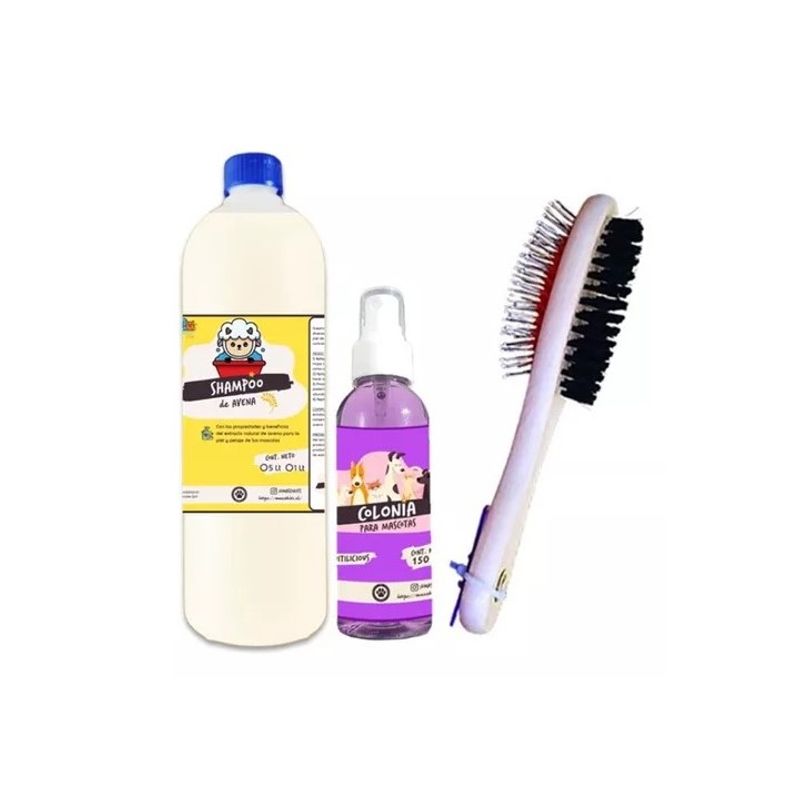GENERICO - Kit Perros Shampoo Avena Colonia Aroma Frutilicious Peine
