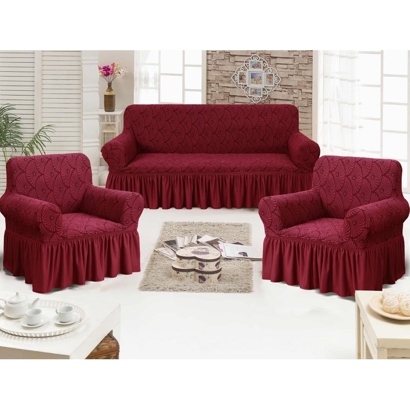 ANGELES DEL HOGAR - Fundas para Sofa Cubre Sillones Turco 3 Cuerpos  1 y 1  Burdeo