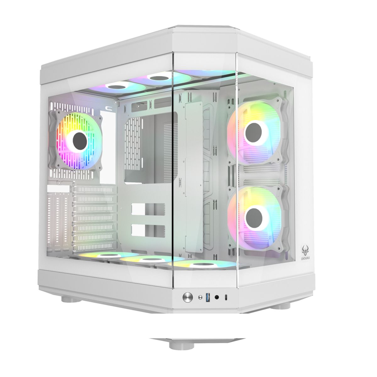CENTAURUS - GABINETE CENTAURUS WHITE FORCIS H50w 6 VENTILADORS ARGB 120MM